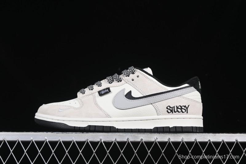 Nike SB Dunk Low Stussy Collaboration Grey Pig Suede Anniversary Custom Low-Top Casual Skate Shoes - DJ2024-061
