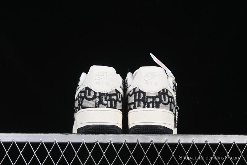 Nike Air Force 1 '07 Low Dior Collaboration Black Pattern Low-Top Casual Sneakers - DF0188-028