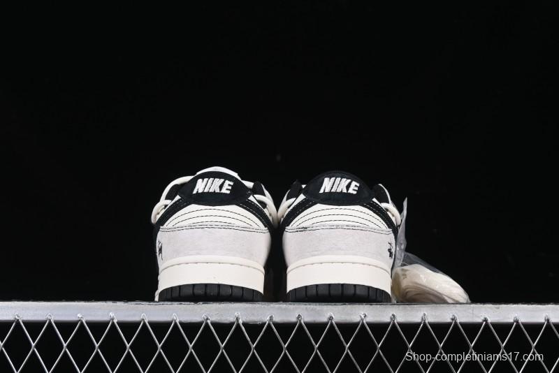 Nike SB Dunk Low Stussy Collaboration Anniversary Edition Lace-Up Beige Grey Black Swoosh Low-Top Casual Skate Shoes - YX5066-242