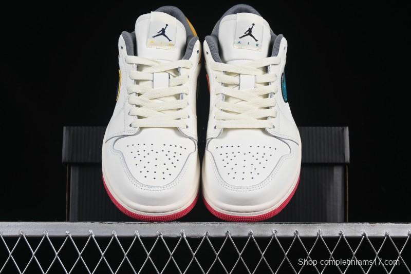 Nike Air Jordan 1 Low AJ1 Mismatched Swoosh Casual Sneakers - HV4511-133