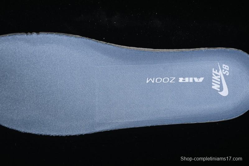 Nike SB Dunk Low Aluminum Skateboarding Shoes with Black Blue White Swoosh - HF3063-400