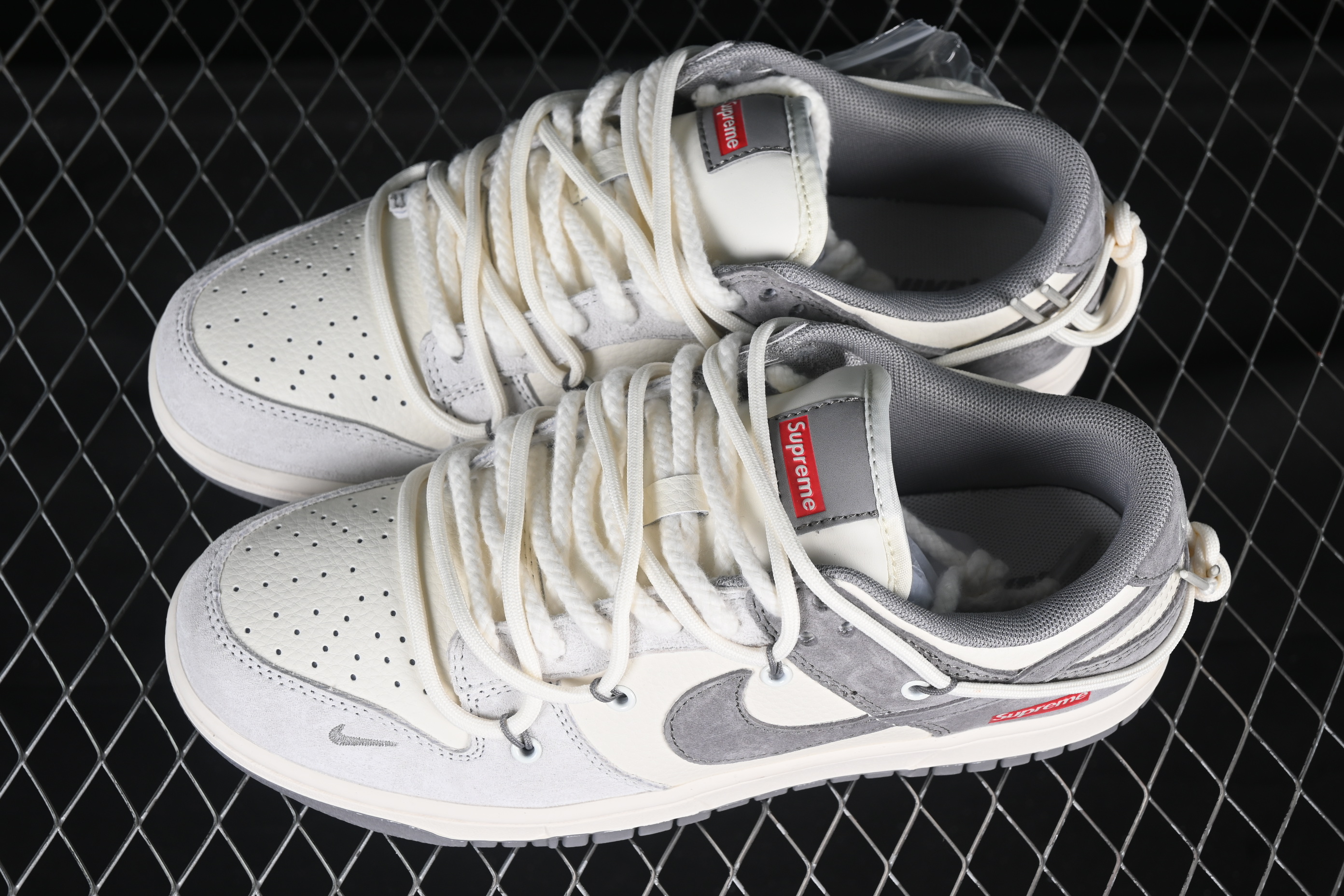 Nike SB Dunk Low Sup Series Strap Multi-Color Grey Swoosh Anniversary Custom Low-Top Casual Skate Shoes - YX5066-270
