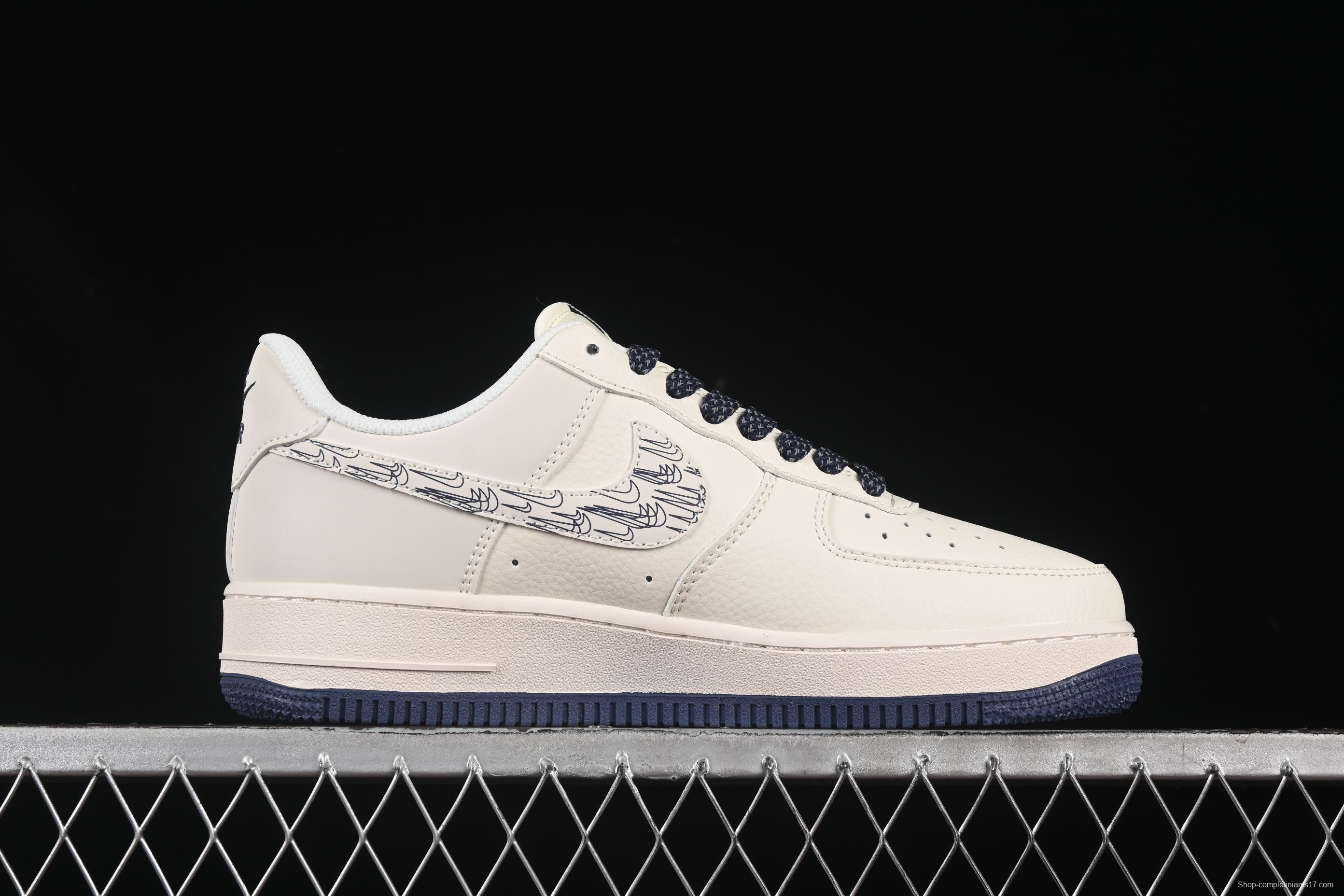 Nike Air Force 1'07 Low Collaboration Sneakers in Dark Blue with Mini Swoosh Logo - HH7518-047