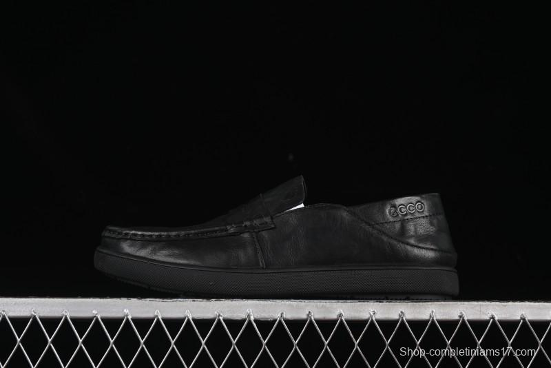 ECCO Soft Moc Summer Genuine Leather Breathable Slip-On Driving Shoes - 63516801001