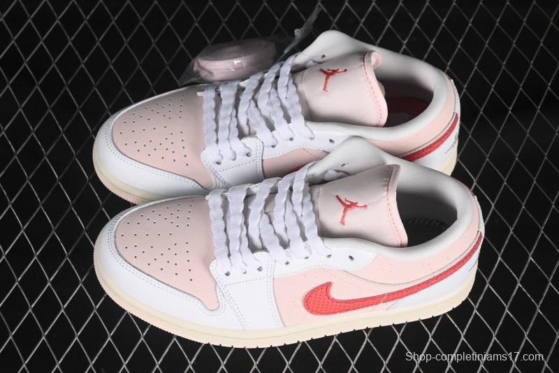 Nike Air Jordan 1 Low AJ1 White Pink Low-Top Casual Sneakers - IB8156-133