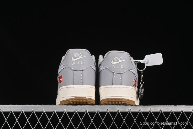 Nike Air Force 1 '07 Low Supreme Collaboration Light Grey Gum Casual Sneakers - KK1988-075