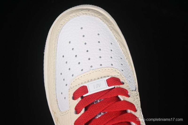 Nike Air Force 1'07 Low Snake Year Themed Casual Sneakers with Full-Length Air Cushion - DX2678-100