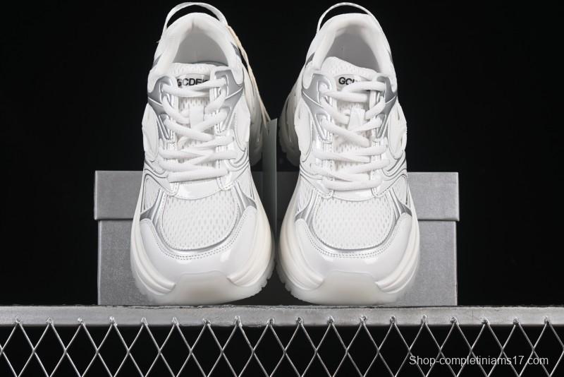 GG-CC Chunky Low Casual Fashion Sneakers with Thick Sole and Height Increasing Design - 2607 White