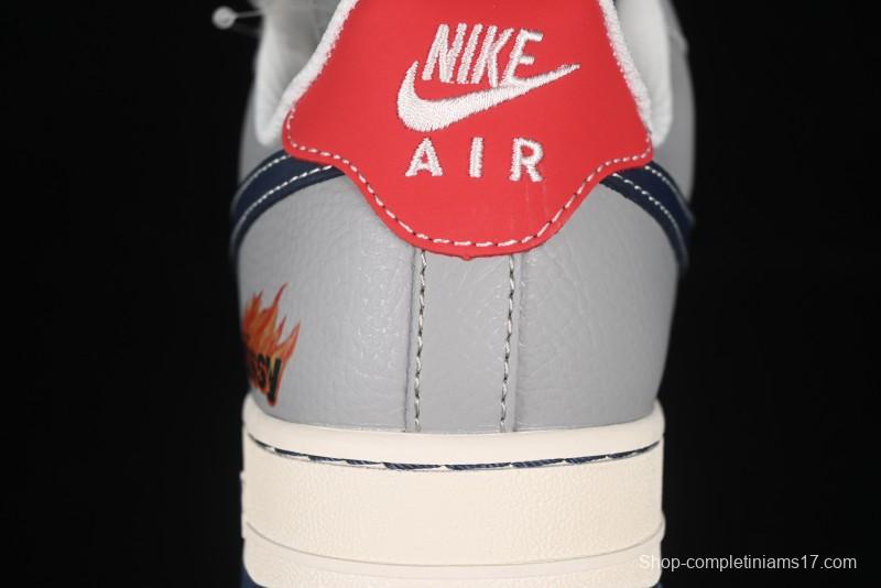 Nike Air Force 1 '07 Low Stussy Double Flame Casual Sneakers with Full-Length Air Cushion - XS1958-555