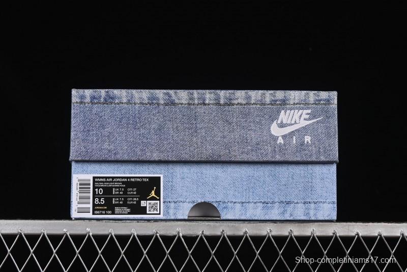 Nike Air Jordan 4 Retro Denim "Worn Blue" Sneakers with Distressed Wash Finish - IB6716-100