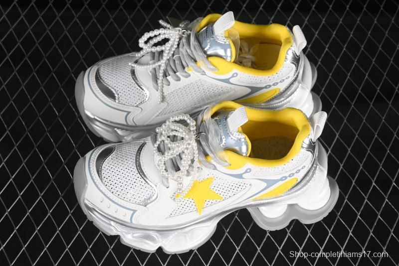 GG-CC Star-Designed Lace-Up Hollow-Out Chunky Sneakers with 5cm Height Boost - G25X269