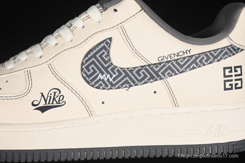 Nike Air Force 1 '07 Low Givenchy Collaboration Pattern Beige Grey Casual Sneakers - DF0188-057