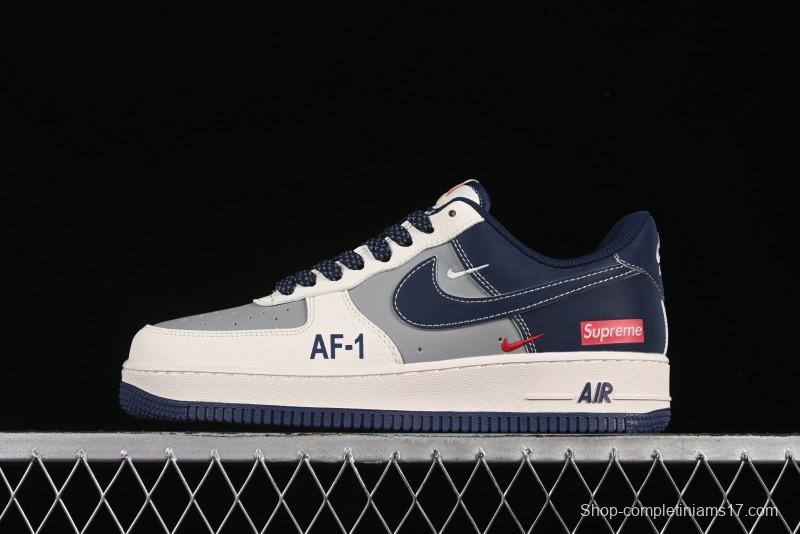 Nike Air Force 1 '07 Low Supreme Collaboration Grey Blue Casual Sneakers - HH7518-054