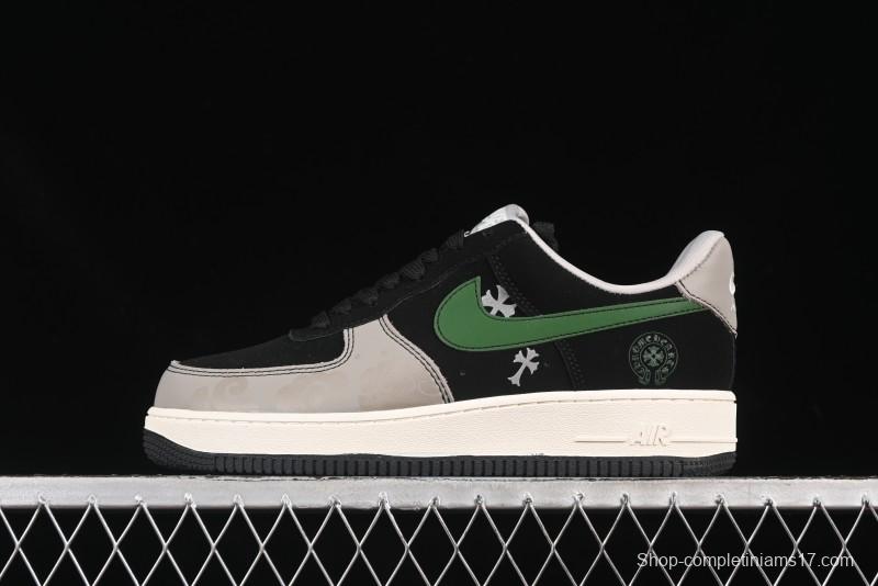 Nike Air Force 1'07 Low Chrome Hearts Collaboration Black Green Swoosh Casual Sneakers - KK1988-074