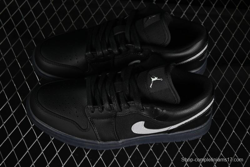 Nike Air Jordan 1 Low AJ1 Basketball Shoes Black White Canvas Leather Panel - HV5968-001