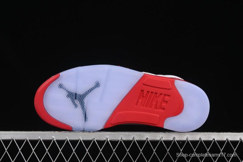 Nike Air Jordan 5 Retro Basketball Shoes Fire Red Black Tongue - HQ7978-101