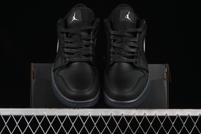 Nike Air Jordan 1 Low AJ1 Basketball Shoes Black White Canvas Leather Panel - HV5968-001