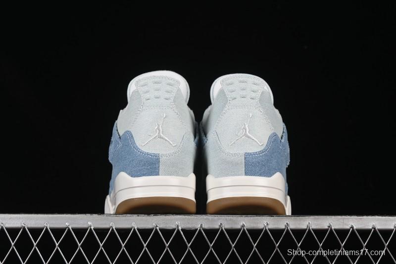 Nike Air Jordan 4 Retro Denim "Worn Blue" Sneakers with Distressed Wash Finish - IB6716-100