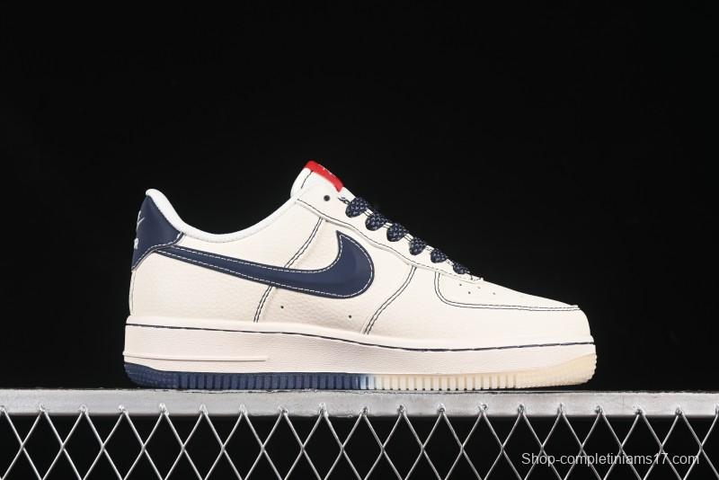 Nike Air Force 1 '07 Low Stussy Collaboration Dual-Tone Blue Red Logo Casual Sneakers - HH7518-072