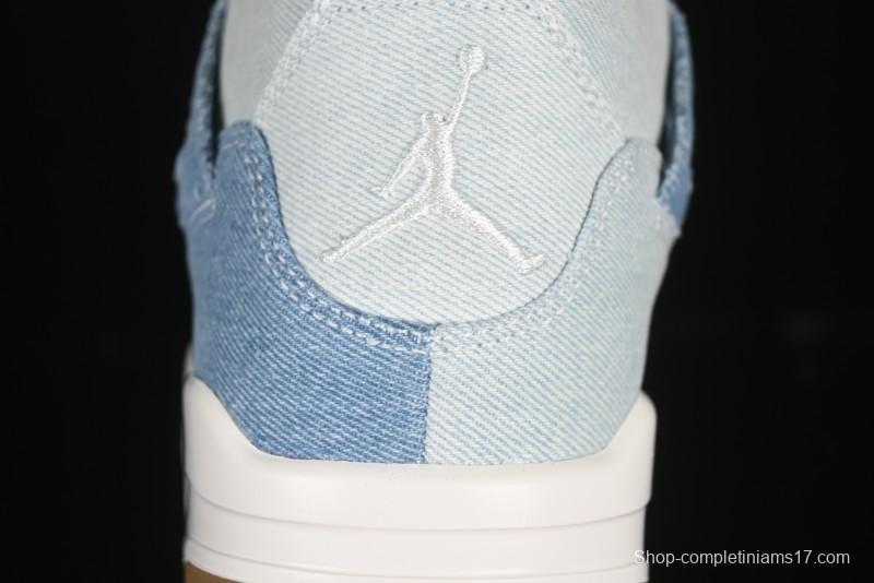 Nike Air Jordan 4 Retro Denim "Worn Blue" Sneakers with Distressed Wash Finish - IB6716-100