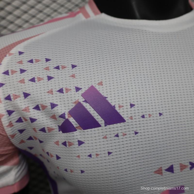 Player Version 2025 Algeria White-Pink with Geometric Pattern Jersey