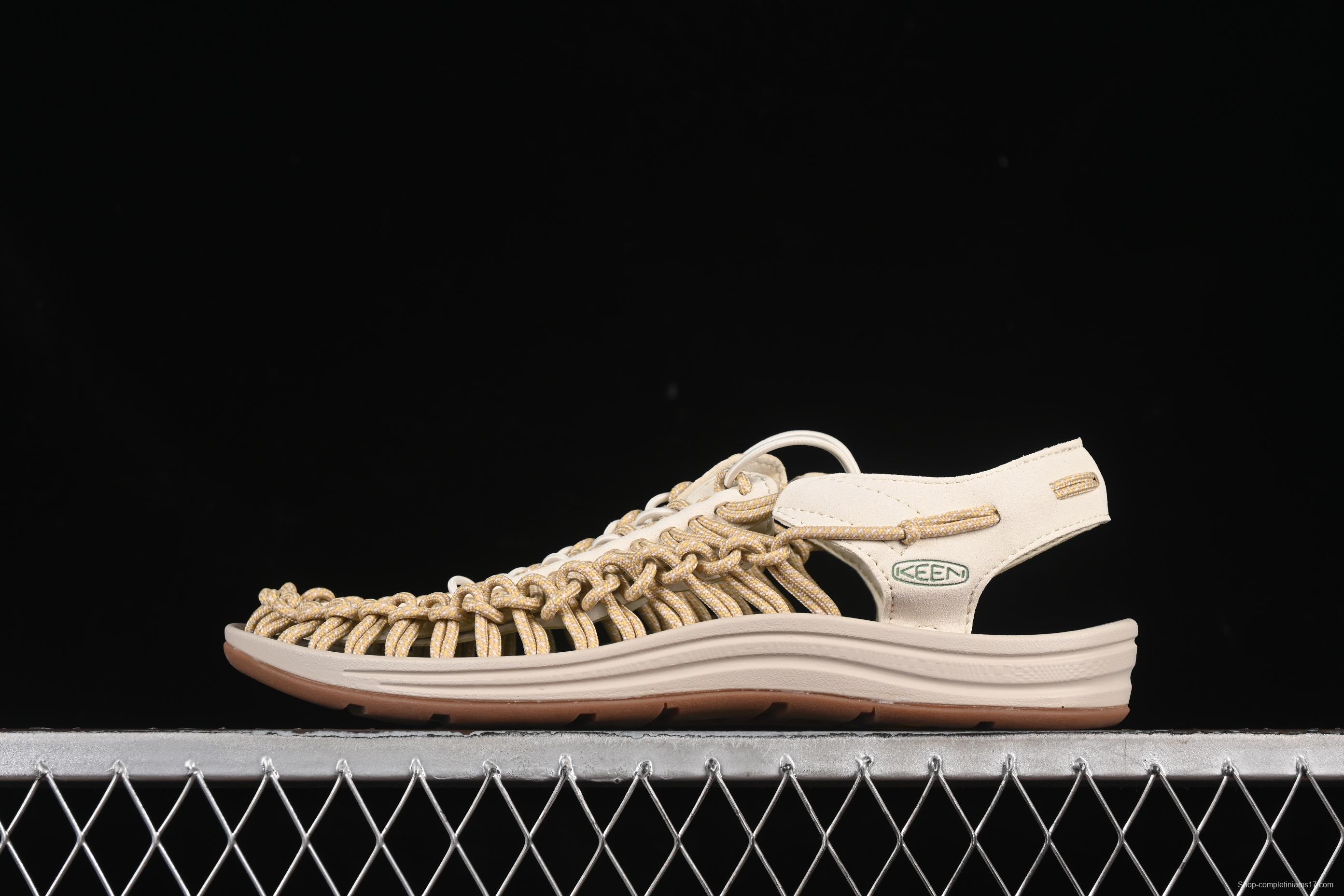 Keen Uneek Flat-M Woven Elastic Strap Casual Outdoor Water Sandals for Hiking and Wading - 1025169 MIMOSA