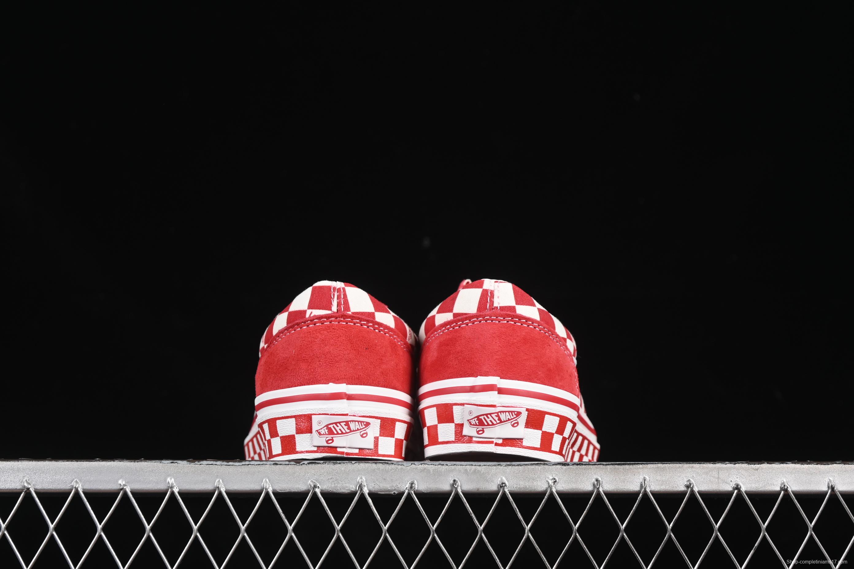 Vans Old Skool 36 LX-BMX Classic Skate Shoes in White Red Checkerboard - VN000D57ERM