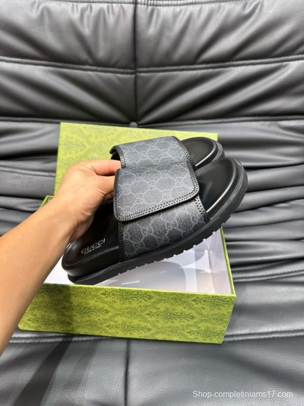 2024 Slippers Gucci Black Fabric Slippers MJ00200