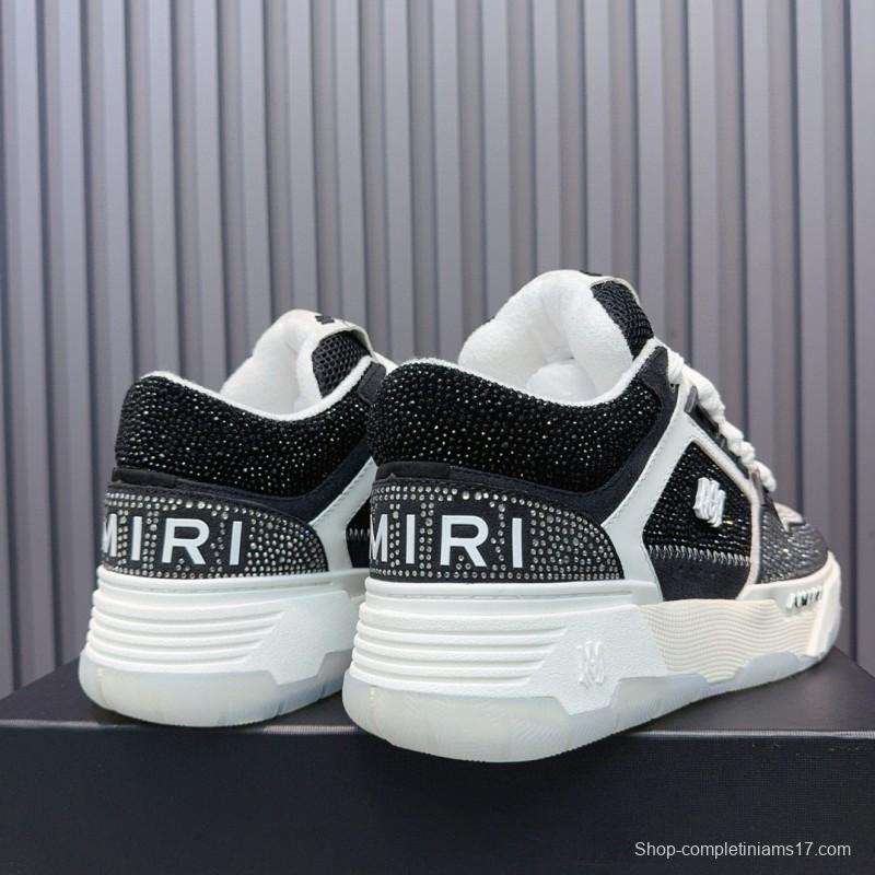 2024 Unisex Amiri Black White Mesh Leather Sneakers MJ00410