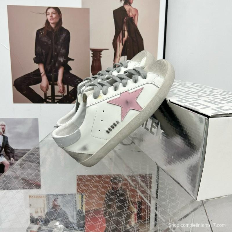 2025 Women GGDB White Pink Leather Sneakers