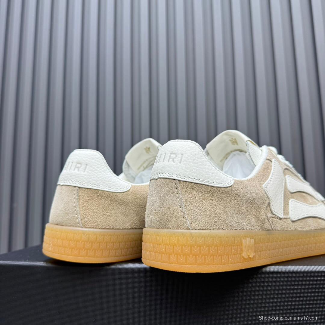 2025 Unisex Amiri Bone White Beige Leather Suede Sneakers LY00280