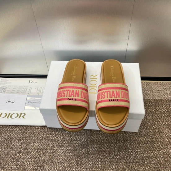 2025 Slippers Dior Pink Canvas Slide