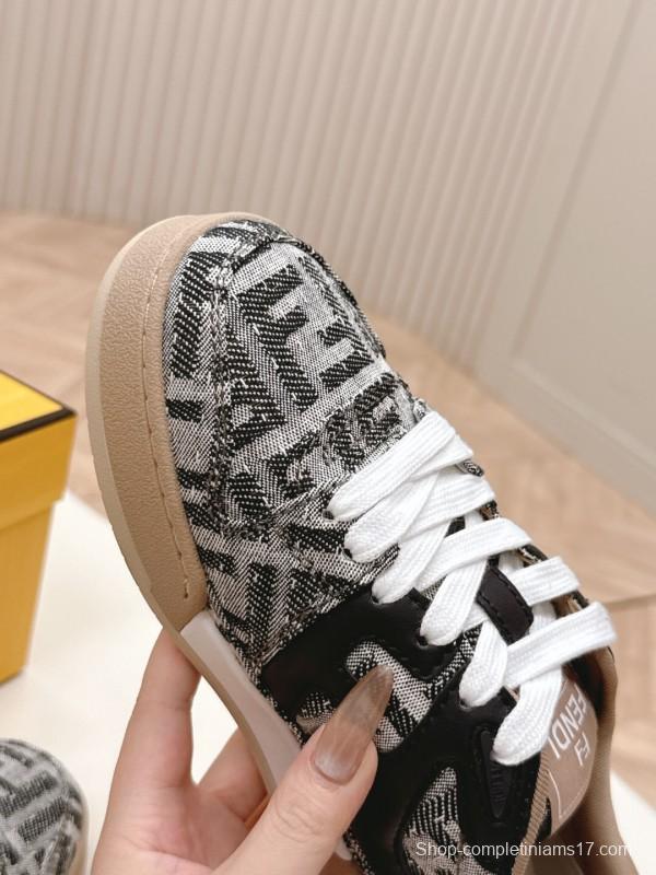 2025 Unisex Fendi Black Grey Brown Leather Fabric Plimsolls FD Match LY00350(F)/LY00360(M)