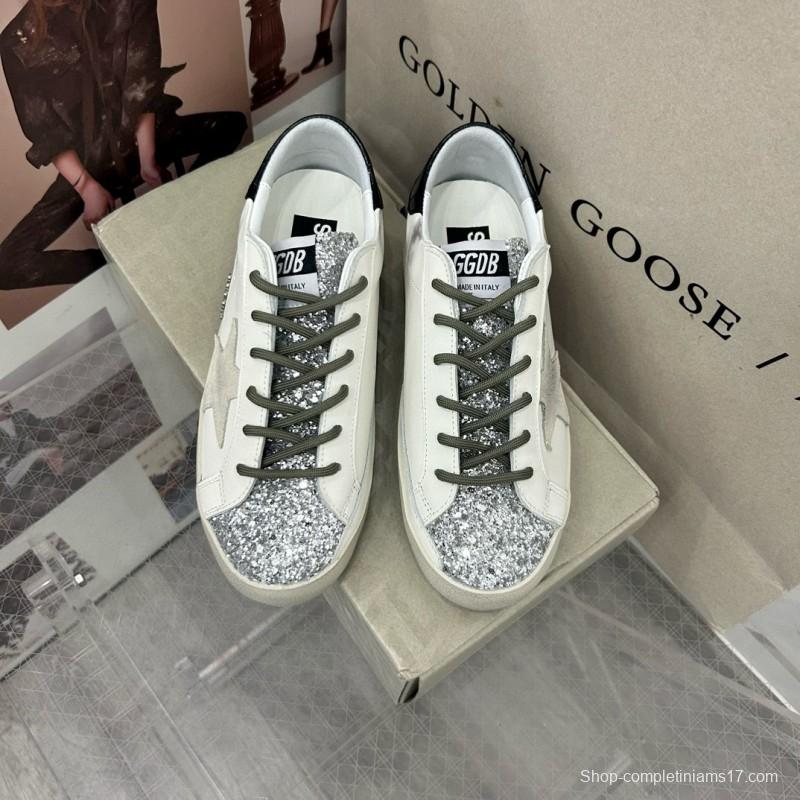2025 Women GGDB White Silver Leather Sneakers MJ00260