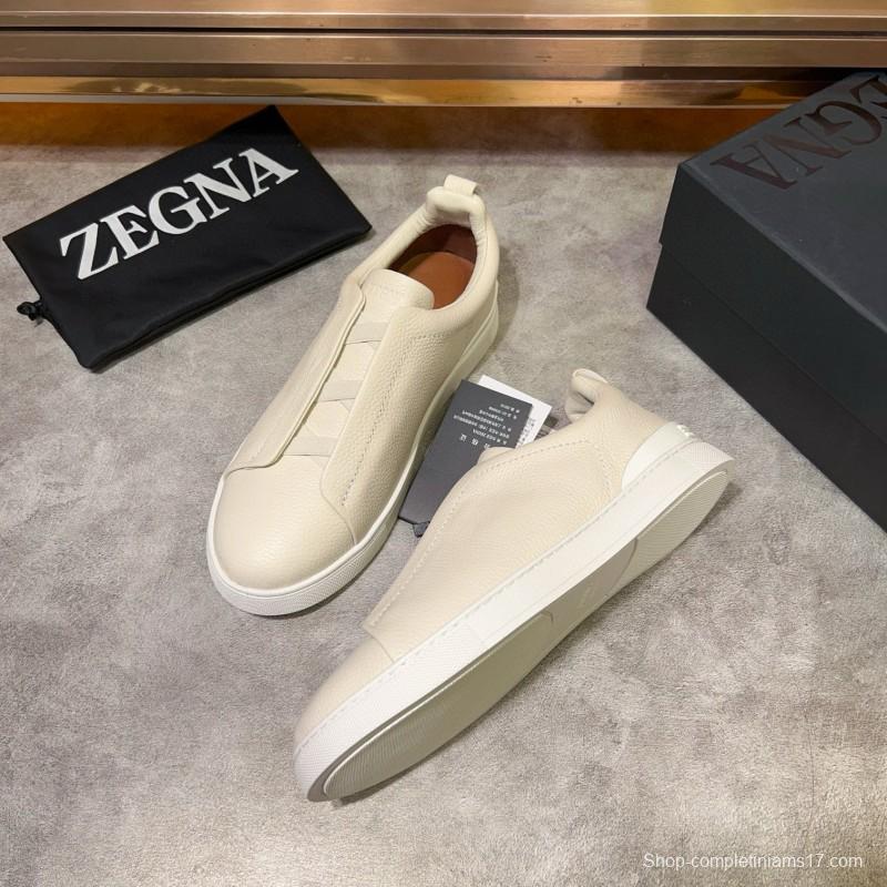 2024 Men ZEGNA White Leather Sneakers MJ00280