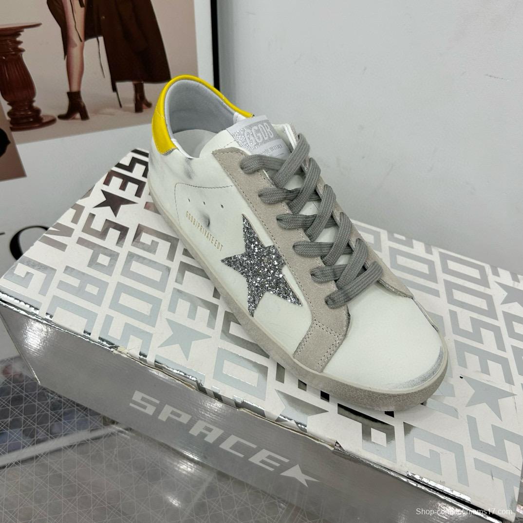 2025 Women GGDB White Grey Silver Glitter Yellow Leather Suede Sneakers