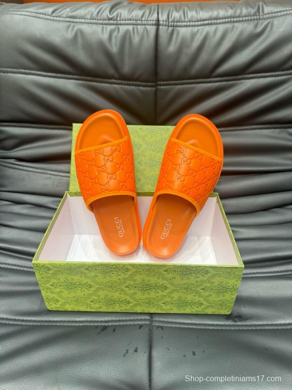 2024 Slippers Gucci Orange Rubber Slippers MJ00200