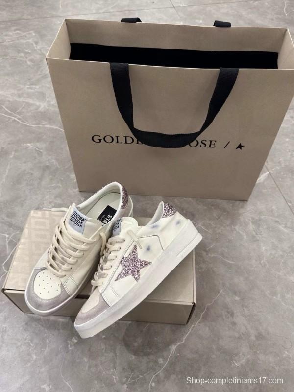 2024 Unisex GGDB White Pink Glitter Leather Suede Low Top Sneakers