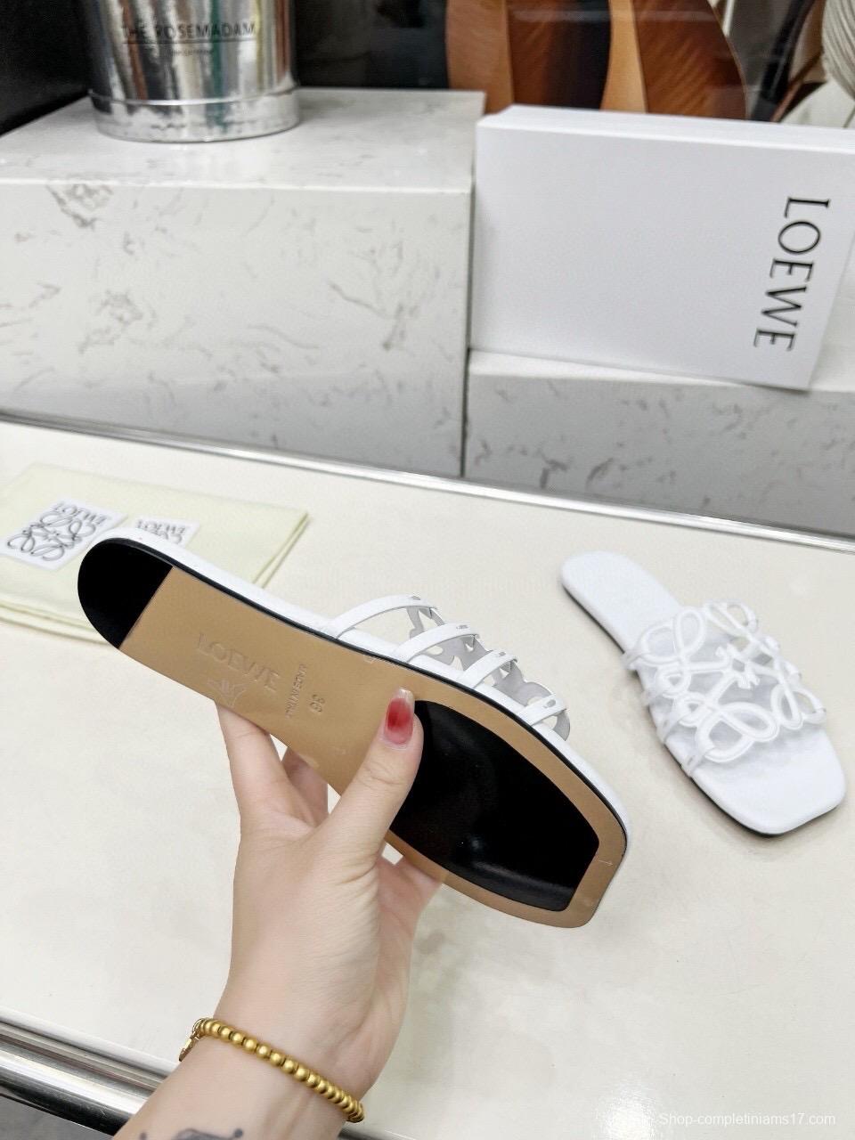 2025 Slippers Loewe White Leather Limited Edition LY00190