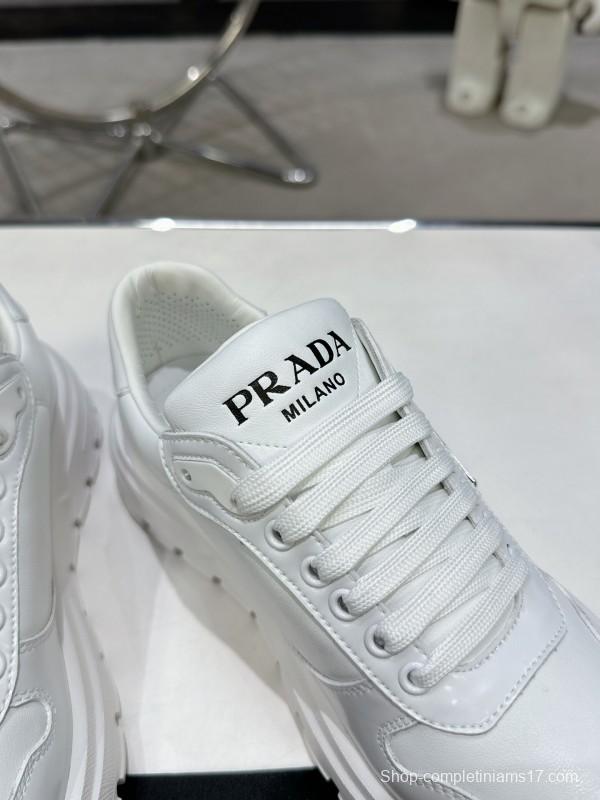 2025 Men Prada White Leather Sneakers KFY00310