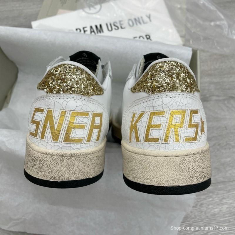 2024 Unisex GGDB White Gold Glitter Leather Low Top Sneakers MJ00260