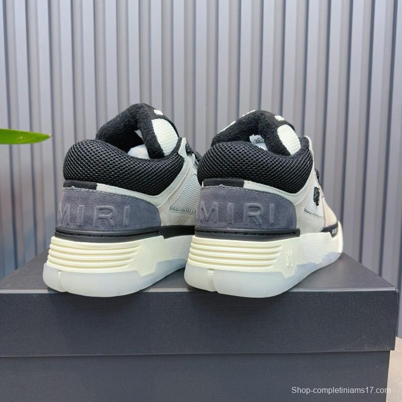 2024 Unisex Amiri Black White Grey Leather Mesh Sneakers MJ00360