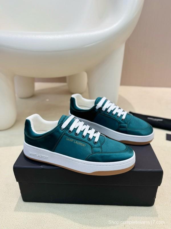 2024 Unisex Yves Saint Laurent Green Satin Casual Sneakers