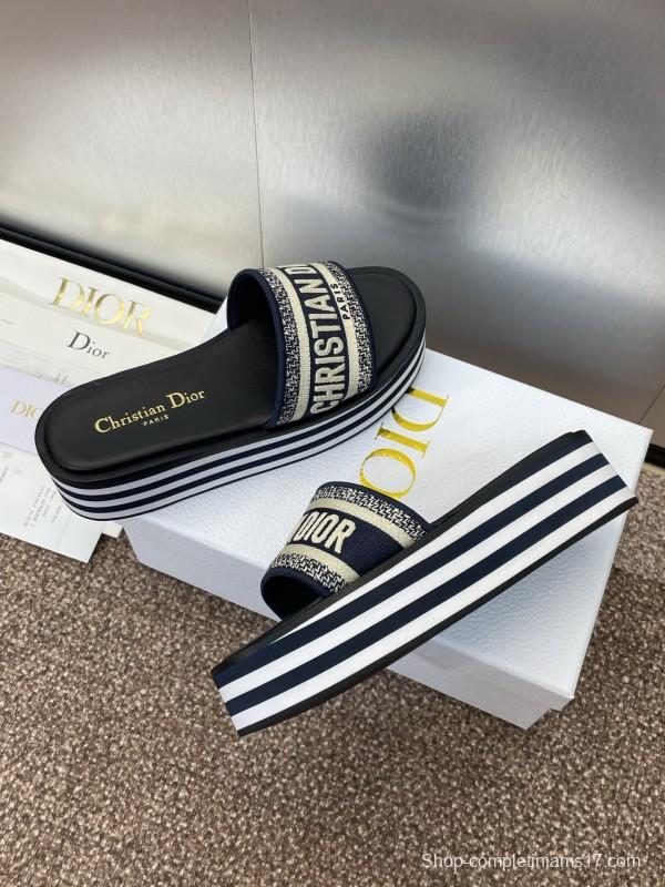 2025 Slippers Dior Black Canvas Slippers