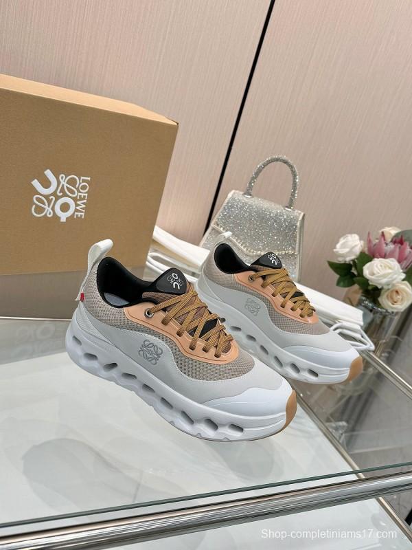 2025 Women Loewe Beige White Mesh Sneakers