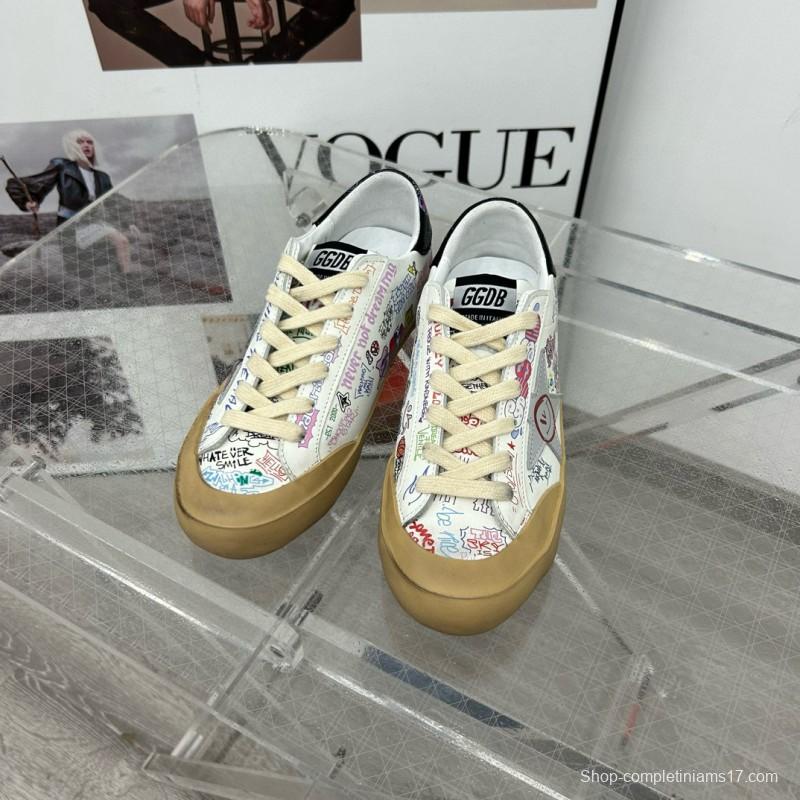 2025 Women GGDB White Multi Leather Sneakers