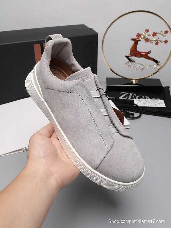 2024 Men Ermenegildo Zegna Grey Suede Sneakers MJ00240