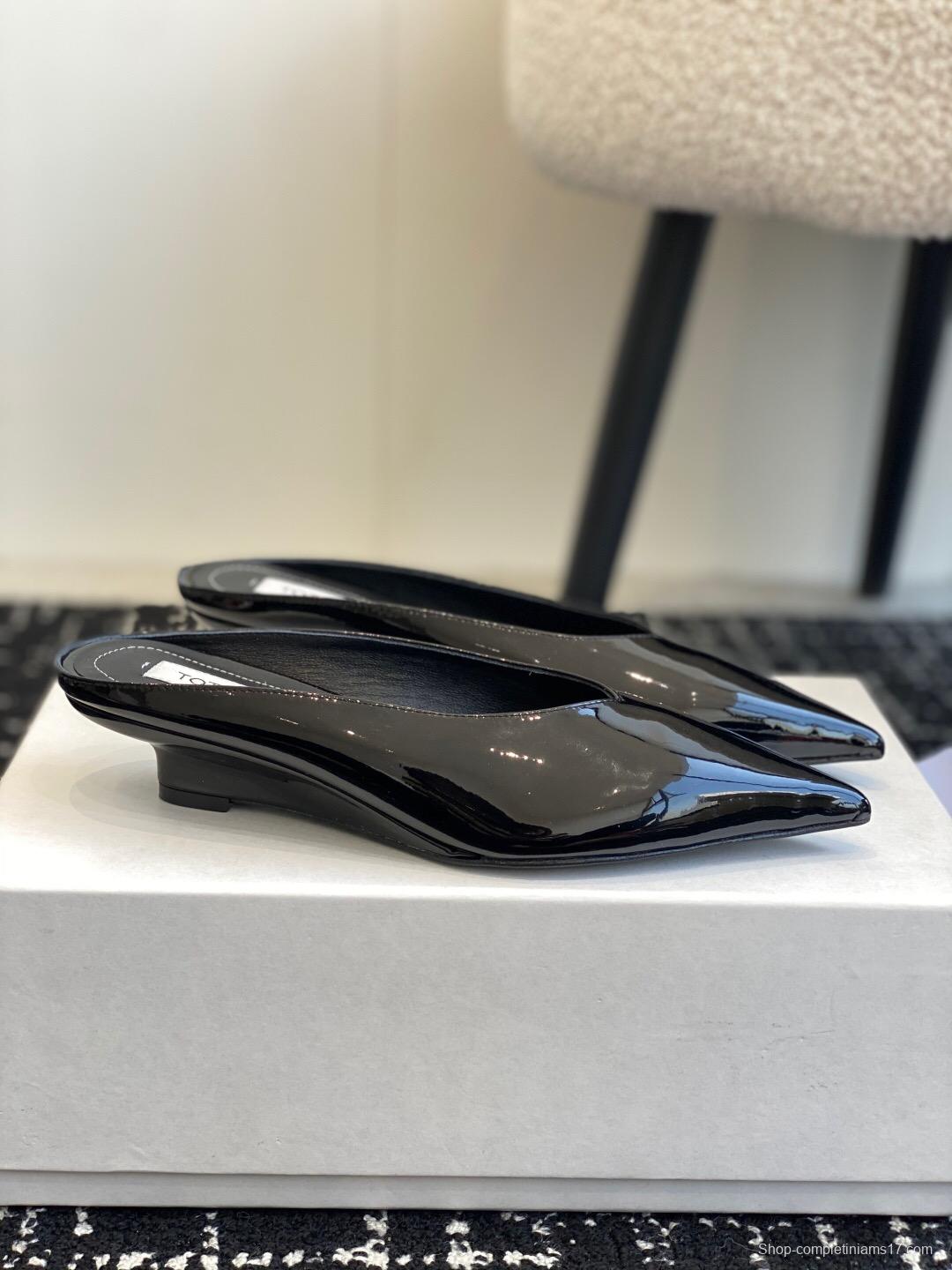 2025 Women Toteme Black Patent Leather Mule