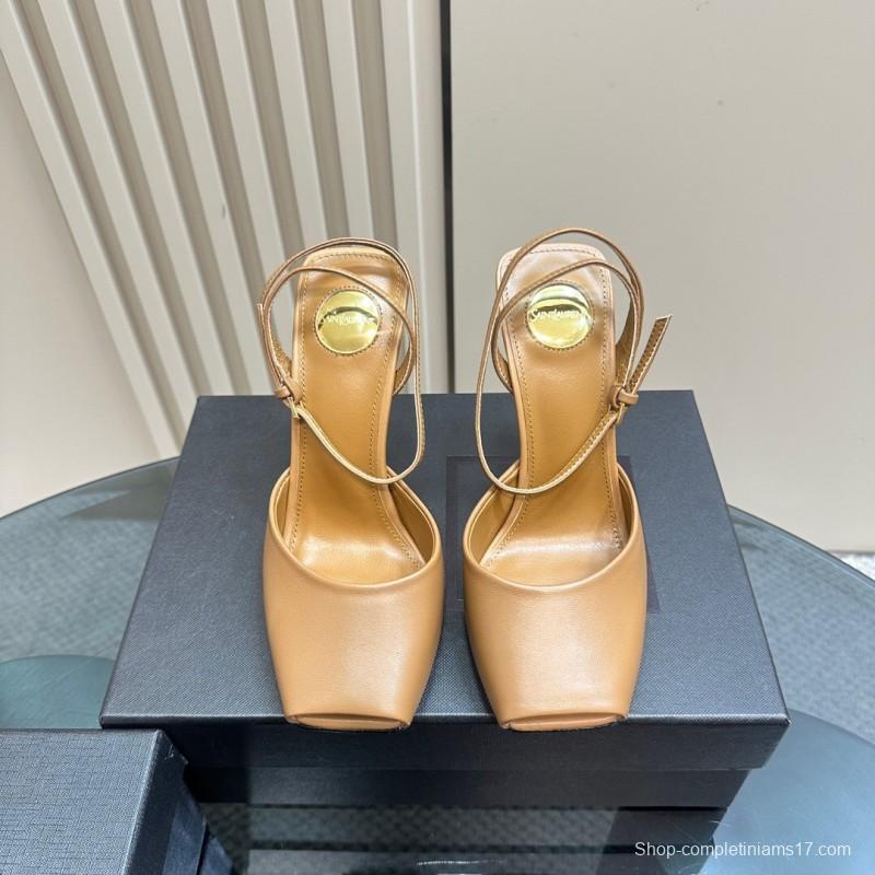 2025 Women Yves Saint Laurent Tan Calf Leather Heels KFY00280