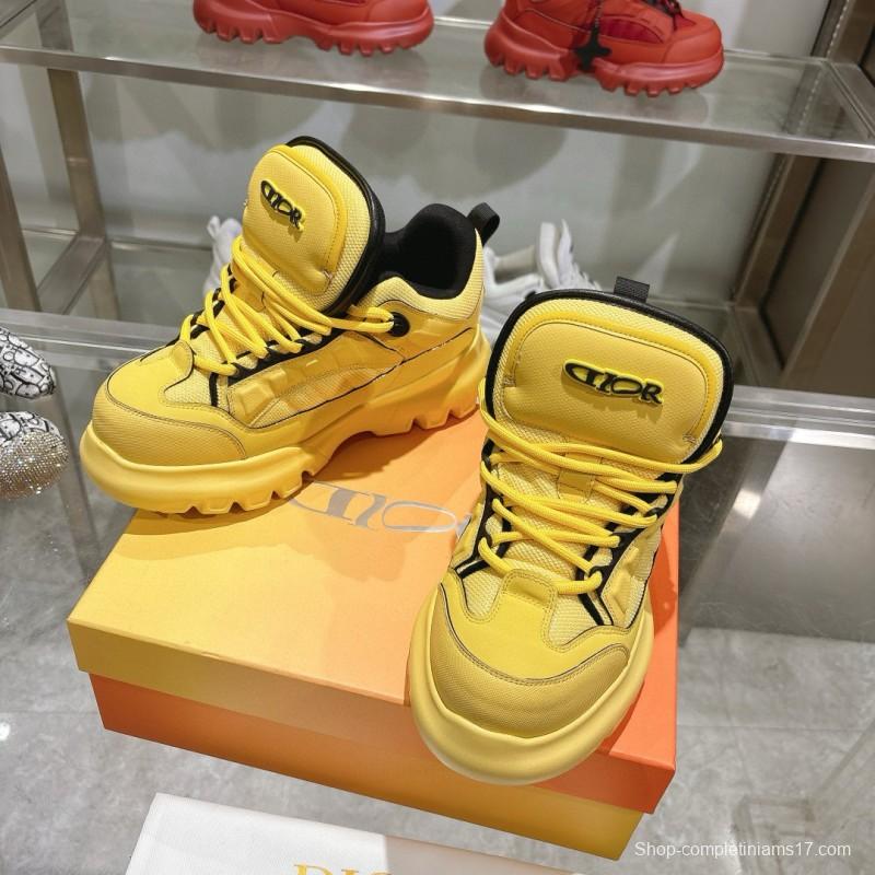 2024 Unisex Dior Yellow Leather Sneakers MJ00380